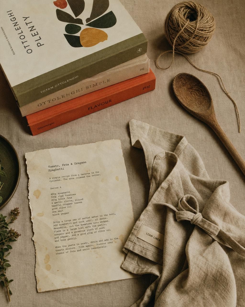 Cookbook stack editorial moodboard