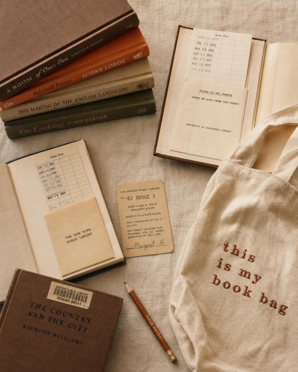 Library books editorial moodboard